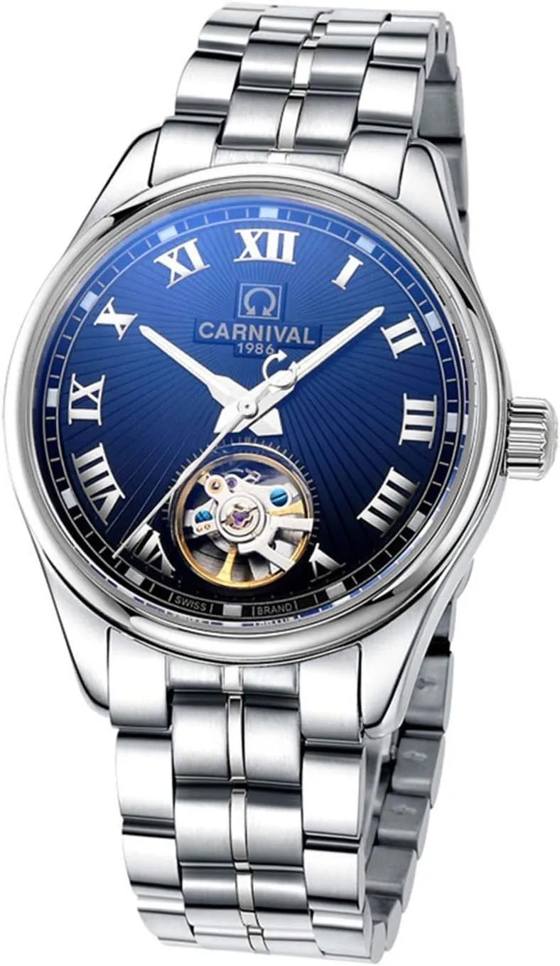 Waterproof Wrist Watch Gosasa Fashion Automatic Watch Men's Skeleton Watch Tourbillon Stainless sluggishly restful obtain Steel 