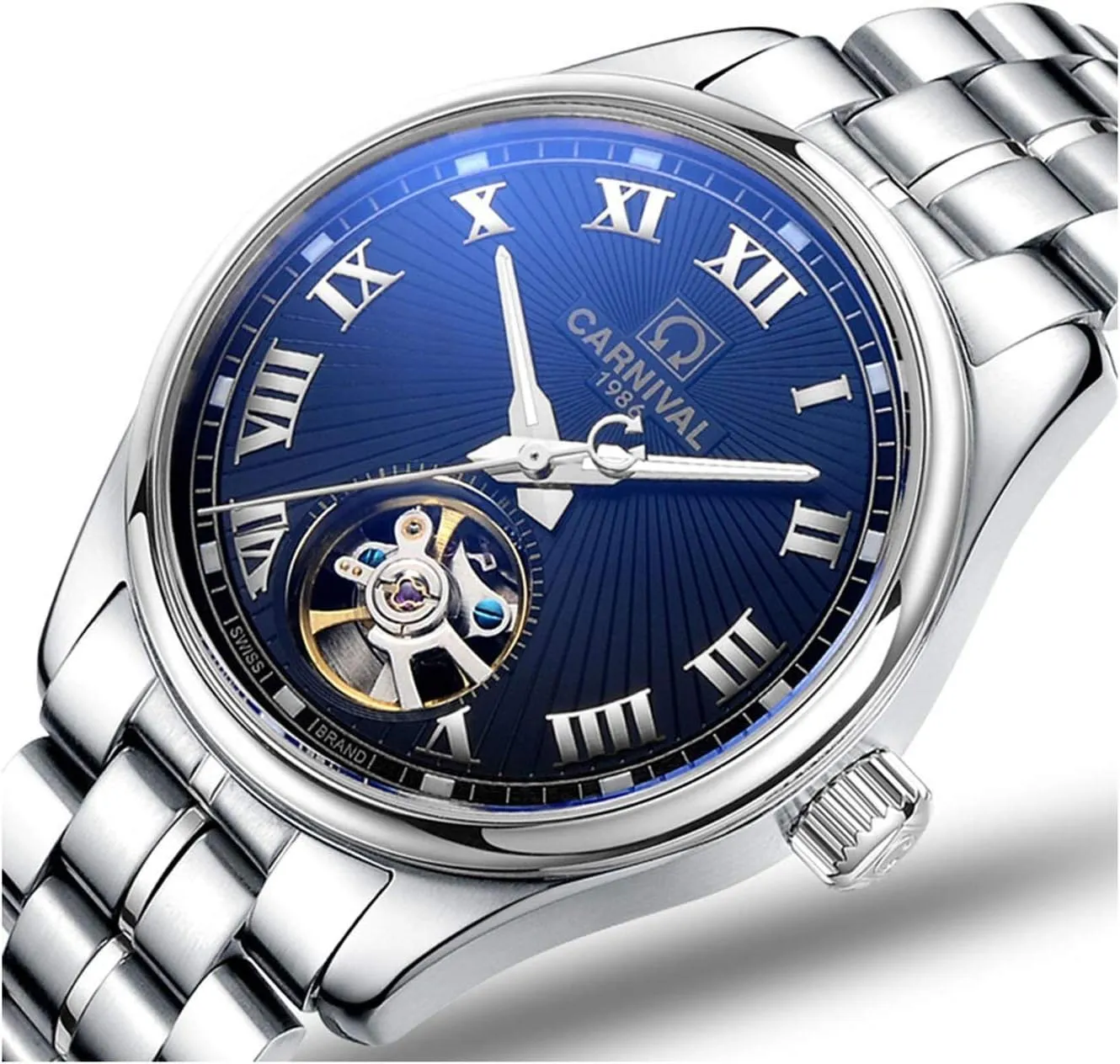 Waterproof Wrist Watch Gosasa Fashion Automatic Watch Men's Skeleton Watch Tourbillon Stainless sluggishly restful obtain Steel 