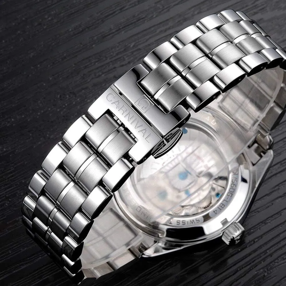 Waterproof Wrist Watch Gosasa Fashion Automatic Watch Men's Skeleton Watch Tourbillon Stainless sluggishly restful obtain Steel 