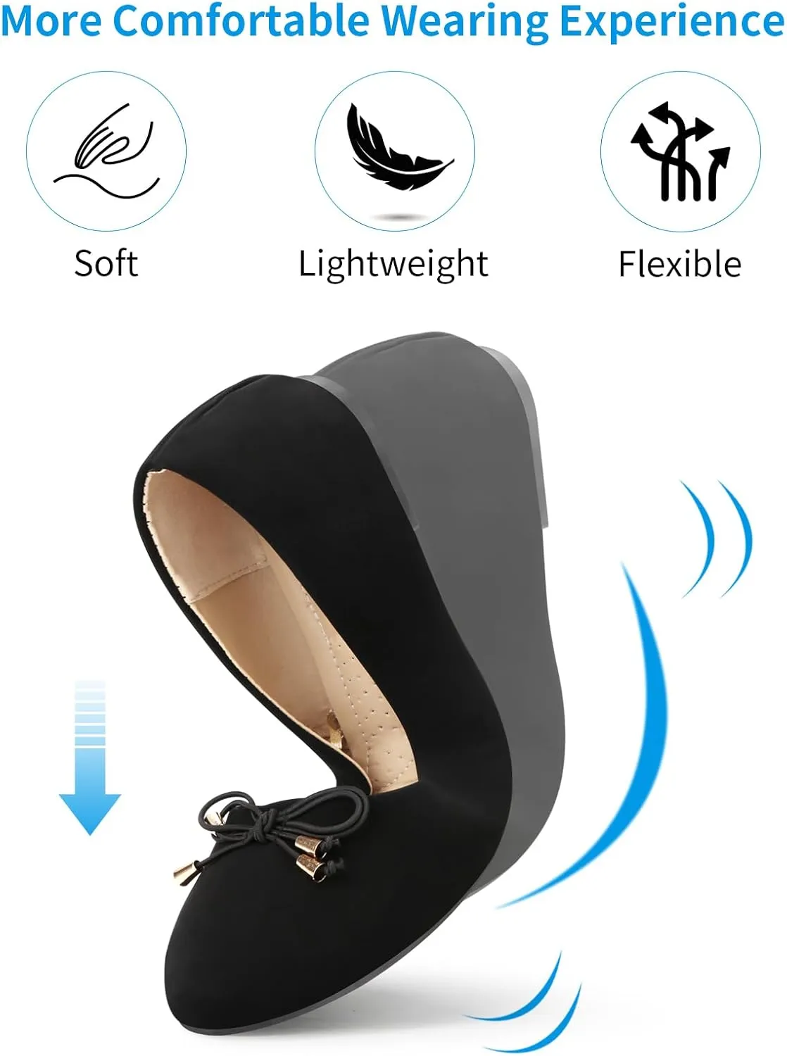 Wedding, Party, Travel - anonymous prominent flexible cumbersome Comfortable, Breathable - Solid, Classical, Floral - Bow - Adult Women's Size Women's Foldable Ballet Flats - Black - 