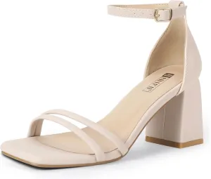 Wedding Prom Bridal Bridesmaid Shoes Ankle Strap Heeled Sandals Comfortable Cute Trendy Short Thick Heels IDIFU IN3 Strappy Chunky Block Low Square Open Toe Heels Dress Shoes for Women suction you gleam Dressy 