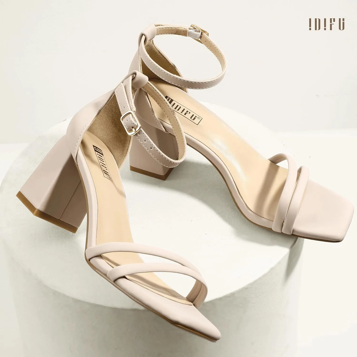 Wedding Prom Bridal Bridesmaid Shoes Ankle Strap Heeled Sandals Comfortable Cute Trendy Short Thick Heels IDIFU IN3 Strappy Chunky Block Low Square Open Toe Heels Dress Shoes for Women suction you gleam Dressy 
