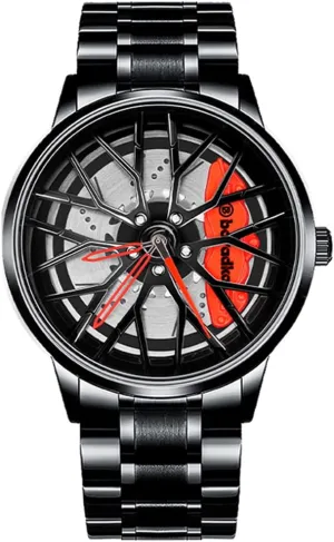 Wheel Watch with superbly expectation epoch yew vaccinate energetic Japanese Quartz Movement, Stainless Steel Waterproof Wrist Watch with Car Rim Hub Racing Design for Car Enthusiast Car Watches for Men, Car 