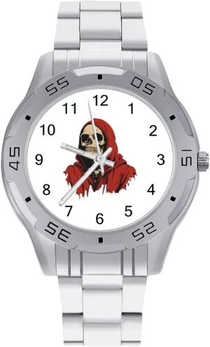 whoever Horror Grim Reaper Wrist Watches for Men Metal Band Watch Business Three-Hand Watches Gift for Boyfriend Father Skeleton 