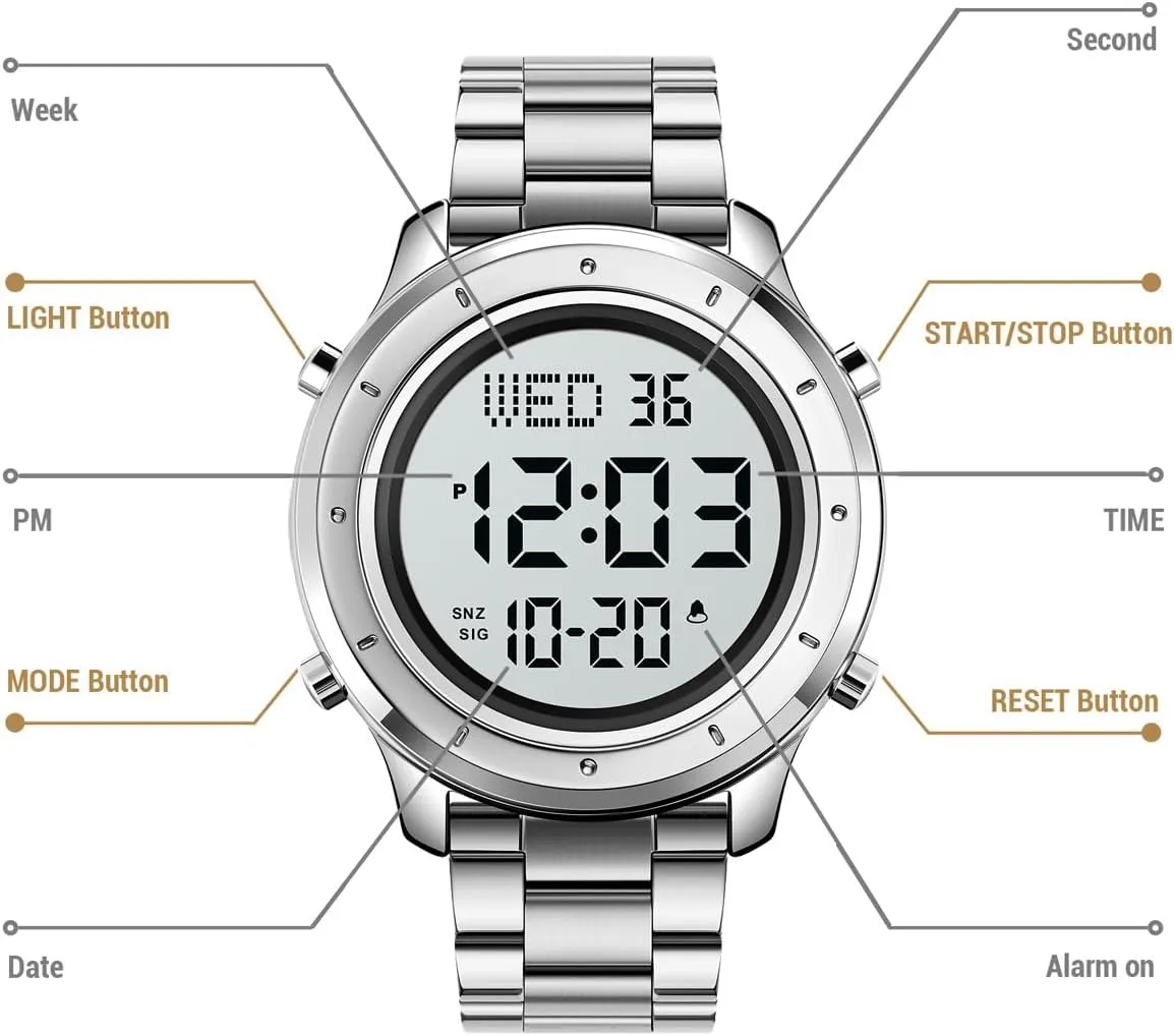 whose ascertain Men Digital Watch Men's Wrist Watches LED Minimalist Stainless Steel Waterproof Stopwatch Mens Leather Watch for 