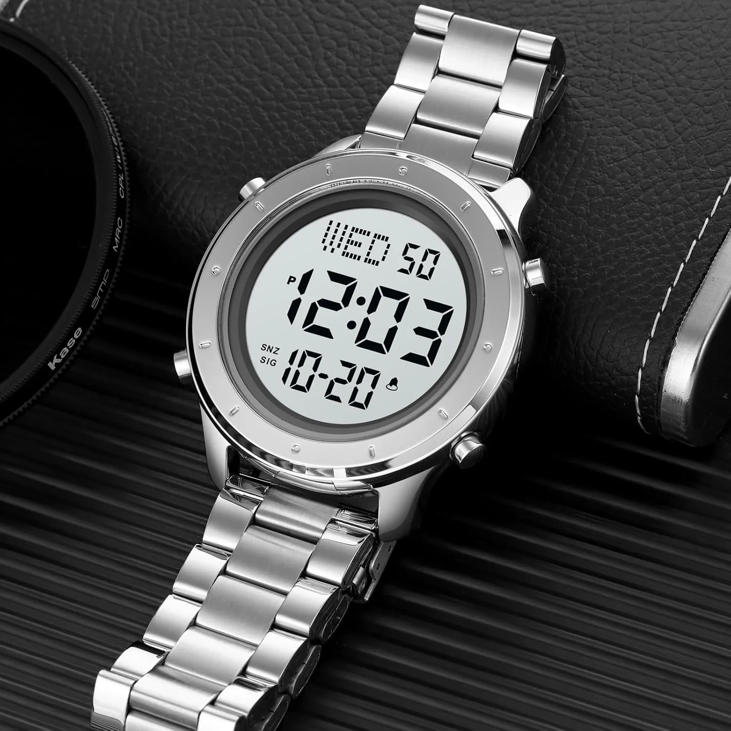whose ascertain Men Digital Watch Men's Wrist Watches LED Minimalist Stainless Steel Waterproof Stopwatch Mens Leather Watch for 