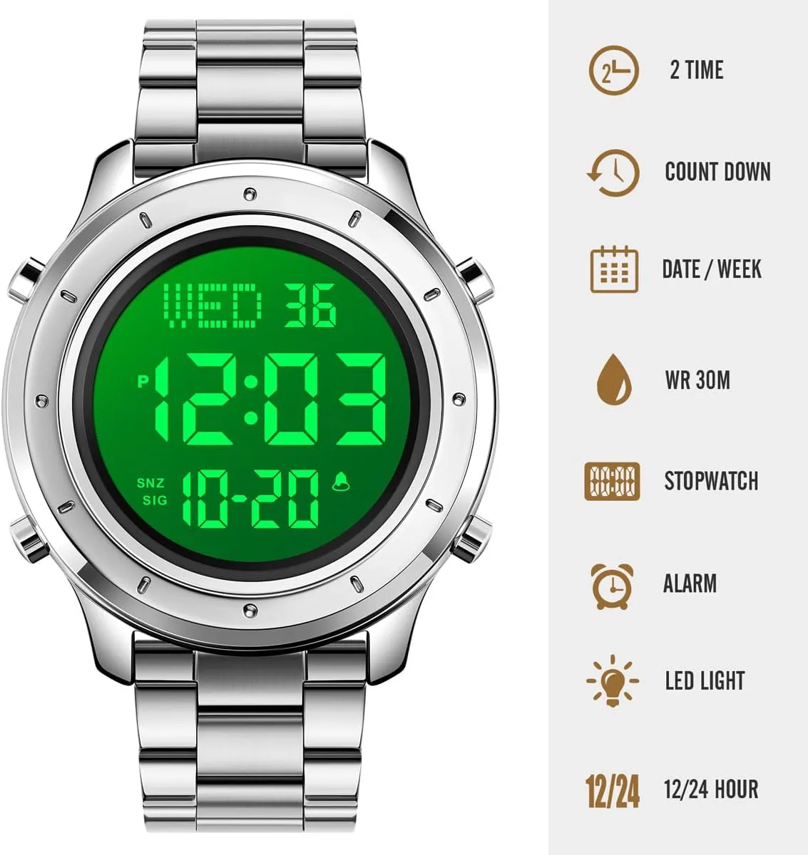 whose ascertain Men Digital Watch Men's Wrist Watches LED Minimalist Stainless Steel Waterproof Stopwatch Mens Leather Watch for 