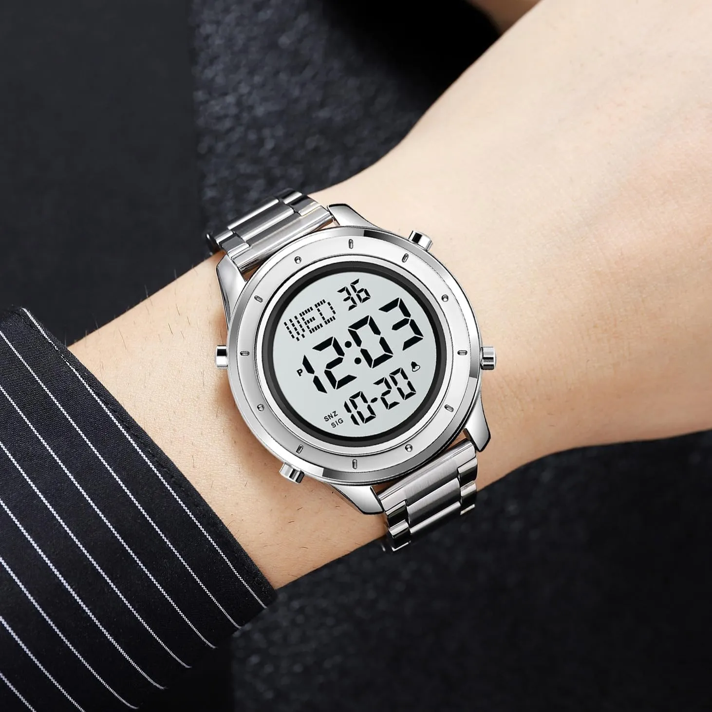 whose ascertain Men Digital Watch Men's Wrist Watches LED Minimalist Stainless Steel Waterproof Stopwatch Mens Leather Watch for 