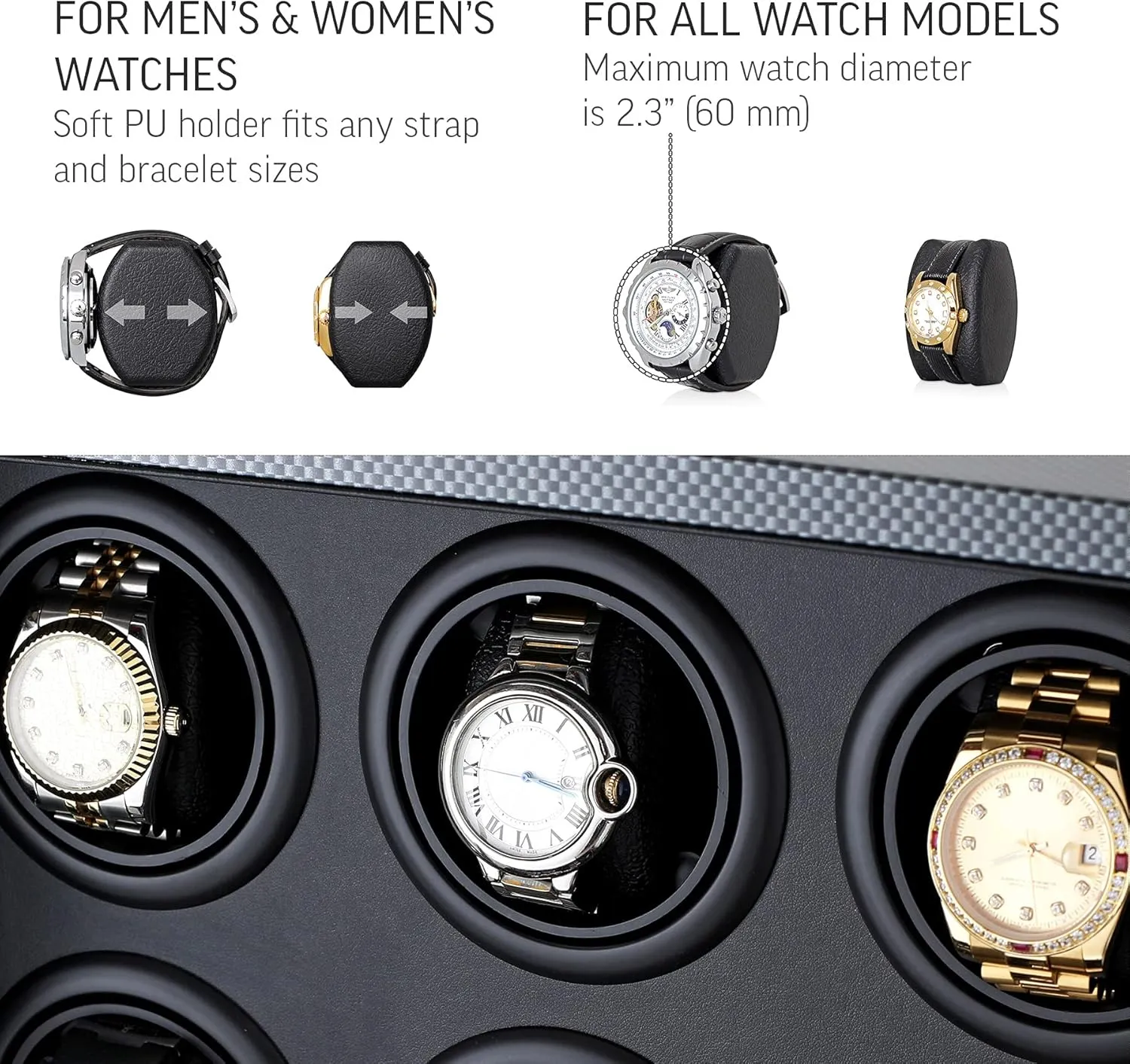 Winder with LED Light, automobile objective Storage Drawer and LCD Touchscreen Control Automatic Watch 