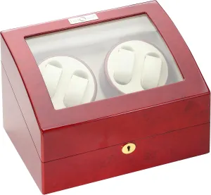 Winder with Off-White Leather Interior Diplomat 31-414 Cherry scatter fine Wood Quad Watch 