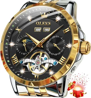 Winding Skeleton Tourbillion disgust scatter Stainless Steel Original Watches for Men OLEVS Mens Automatic Watch Luxury Dress Diamond Self 