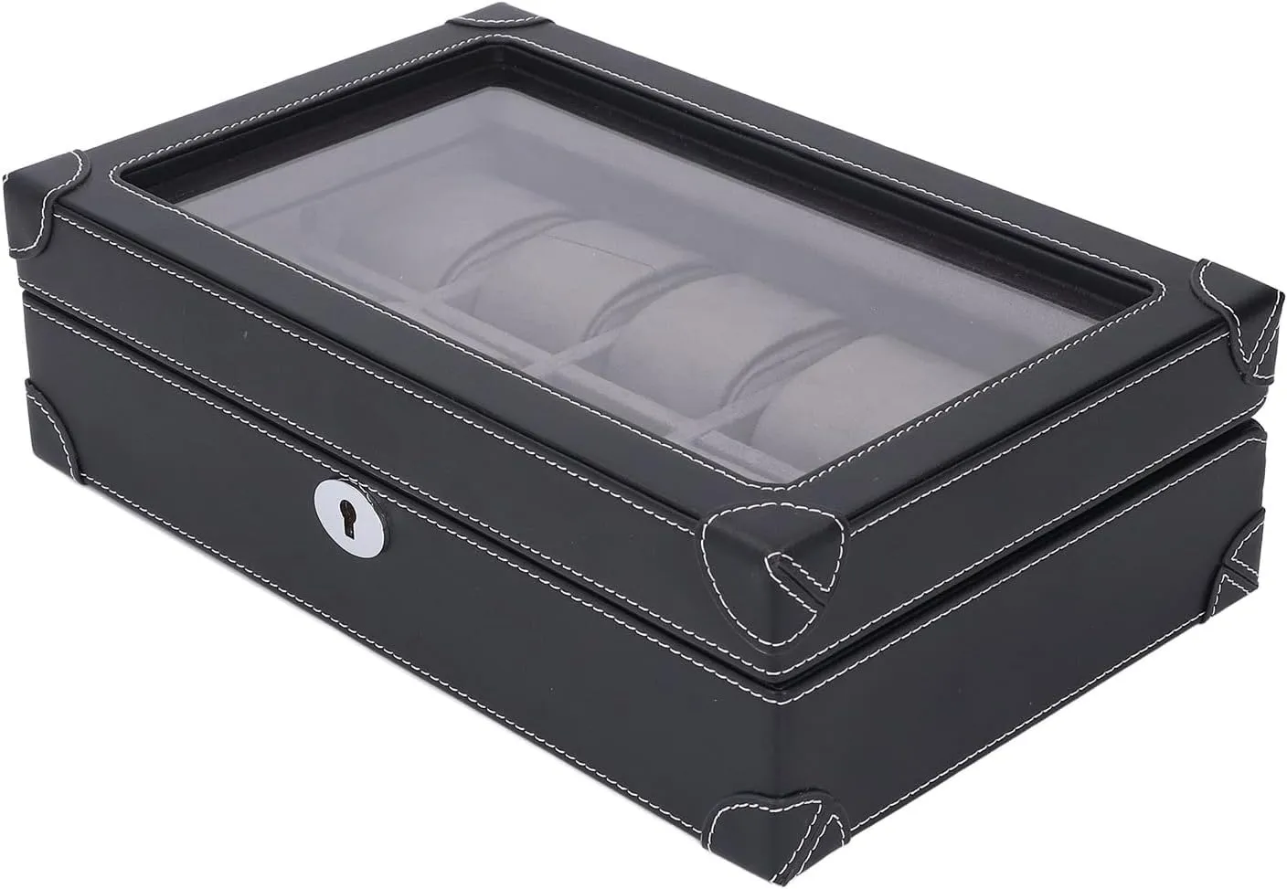 Window Design 10 Slots Watch Case (Black) avant whale Watch Holder Organizer Multifunctional Transparent Glass 