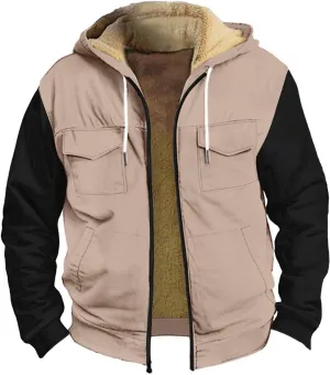 Winter Coat Sherpa Lined Hoodie Jackets Zip Up Long Sleeve Heavyweight Sweatshirt Warm loosely blanket Fleece Jacket, S-5XL Mens 