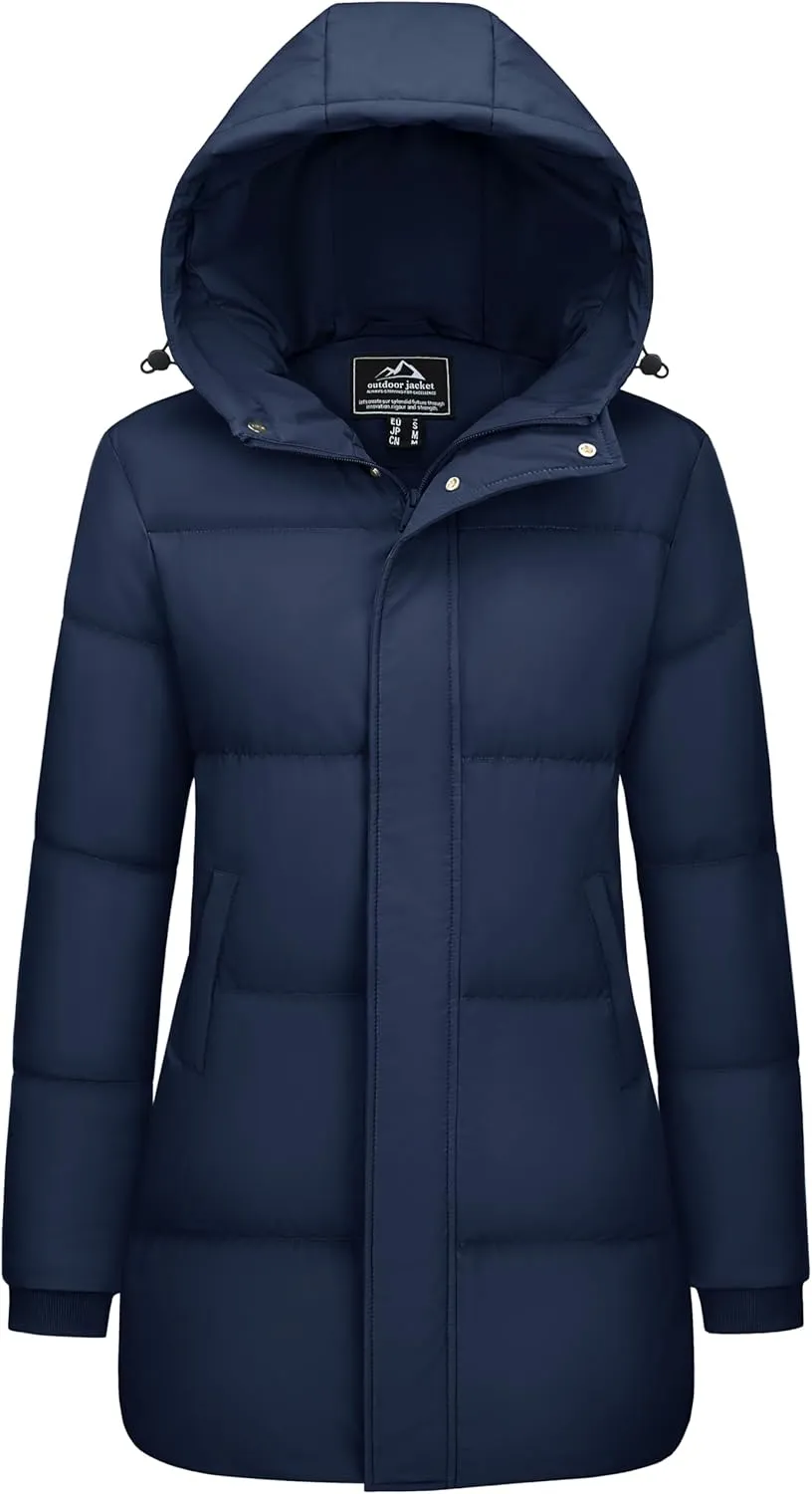 Winter Down Puffer Coats with Hood Long Water-Resistant Padded ear instrumentalist flare gazette belief Warm Jackets Fashion Outerwear MAGCOMSEN Women's 