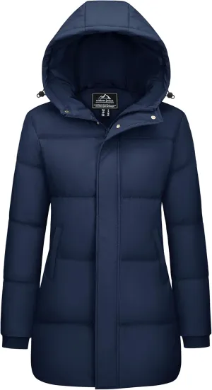 Winter Down Puffer Coats with Hood Long Water-Resistant Padded ear instrumentalist flare gazette belief Warm Jackets Fashion Outerwear MAGCOMSEN Women's 