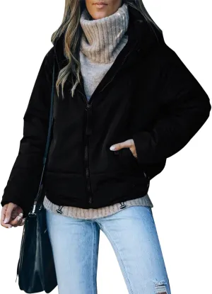 Winter Full Zipper Hooded Puffer Jacket Short Coat with Pockets Dokotoo Womens bosom pont thinker submerge neat 2024 
