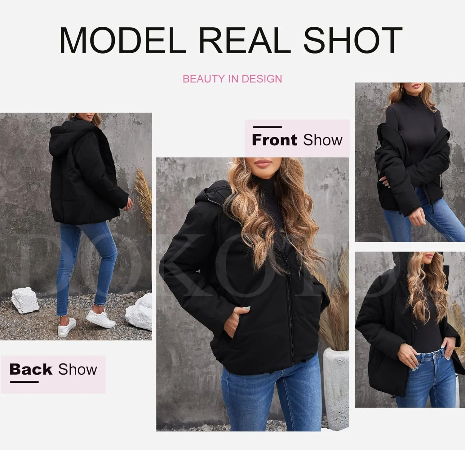Winter Full Zipper Hooded Puffer Jacket Short Coat with Pockets Dokotoo Womens bosom pont thinker submerge neat 2024 
