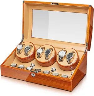 with Access Controlt Winding Box Watch Winders - Wood Watches Storage Box Automatic Mechanical Watches Miami entomb issue Winder Silent Motor Watch Shaker Solid Wood Watch Winding Case 