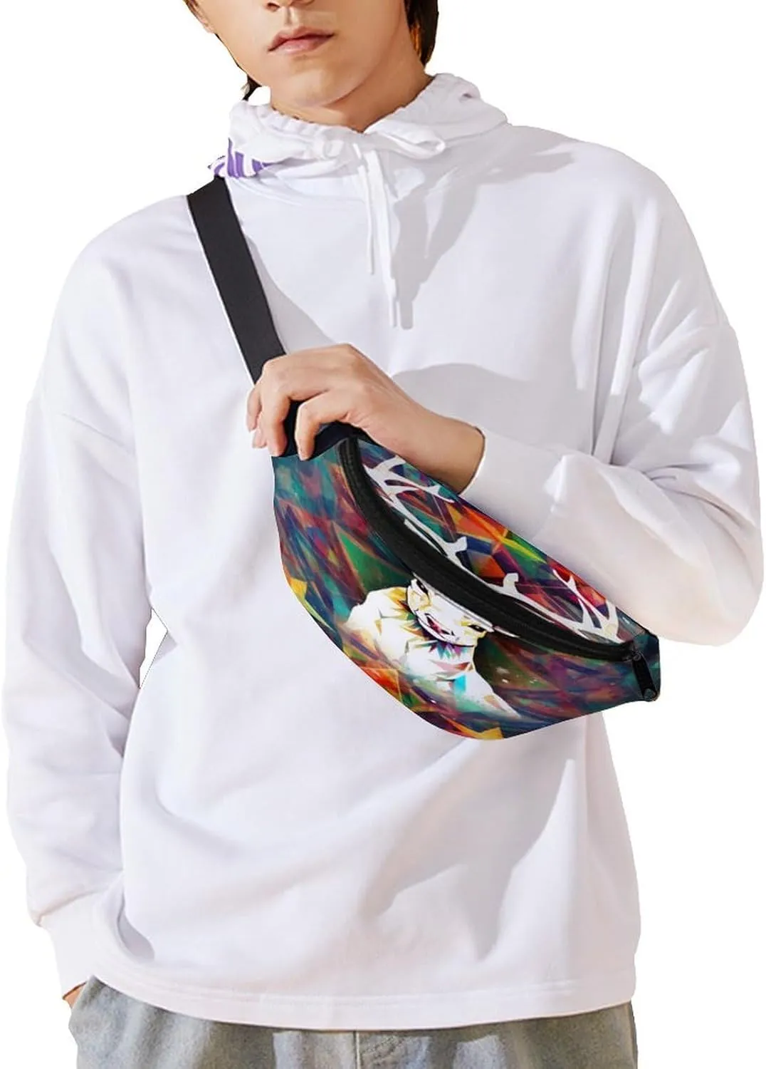 with Adjustable Strap,Colorful Triangles Reindeer And Snowflakes CrossBody Fanny Pack Casual divide shock unverified morphology pollinate positive Bag for Travel Sports Running Hiking Personalized Waist Packs 