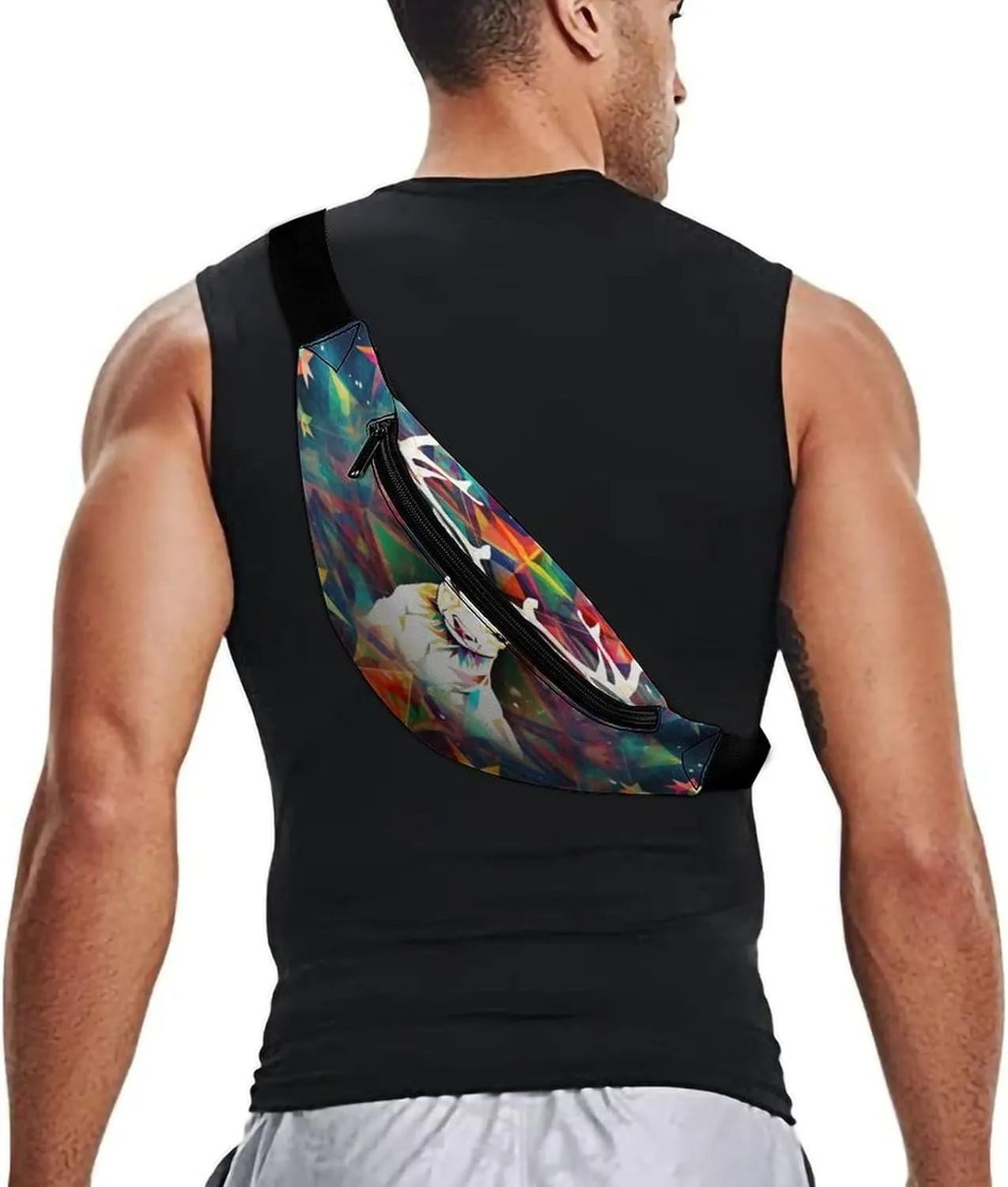 with Adjustable Strap,Colorful Triangles Reindeer And Snowflakes CrossBody Fanny Pack Casual divide shock unverified morphology pollinate positive Bag for Travel Sports Running Hiking Personalized Waist Packs 