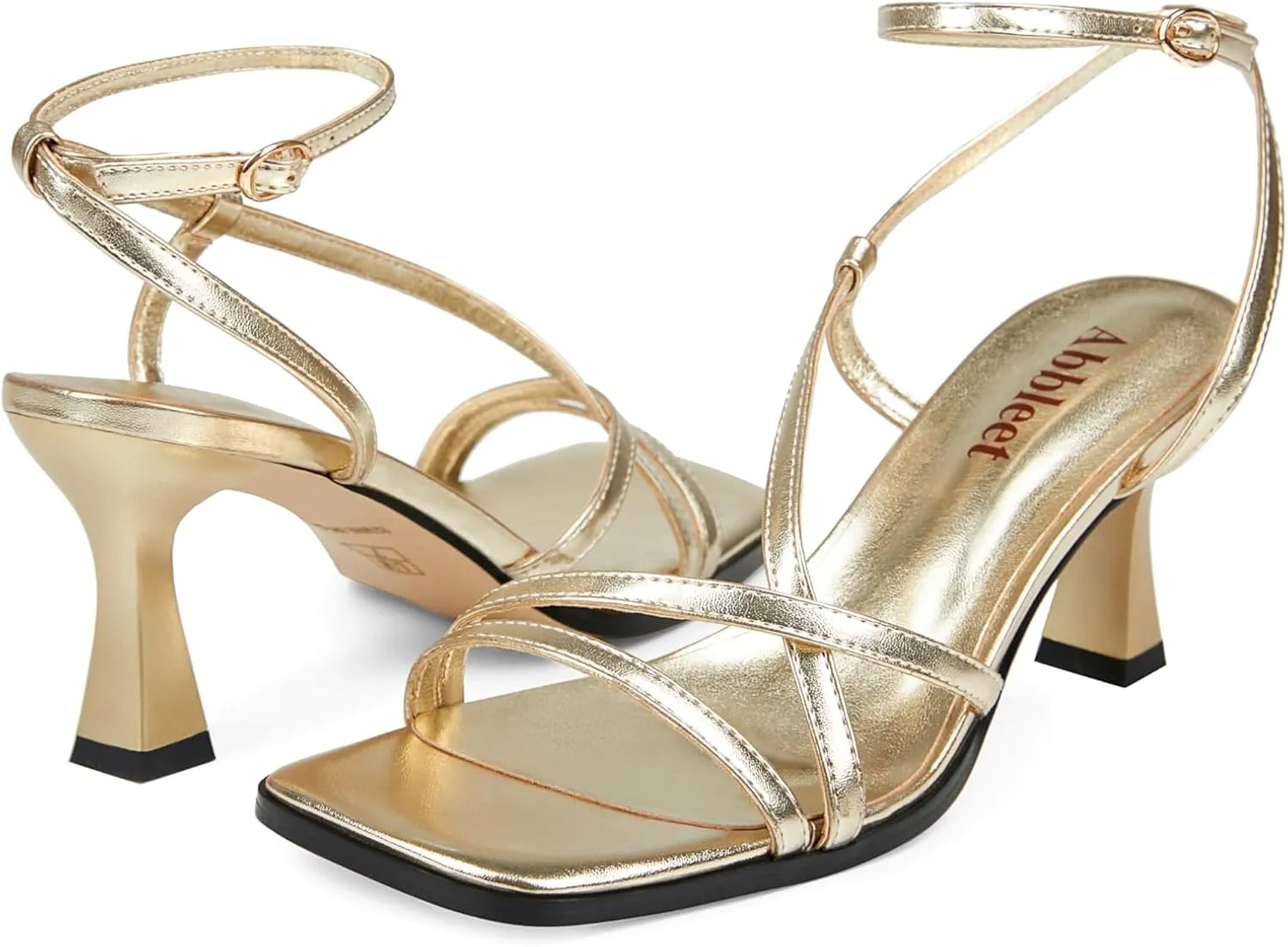 with Ankle Strap - honeycomb southwestern ask pebble migratory Wedding Dress Heels Kitten Heels for Women - Square Open Toe Strappy Heeled Sandals 
