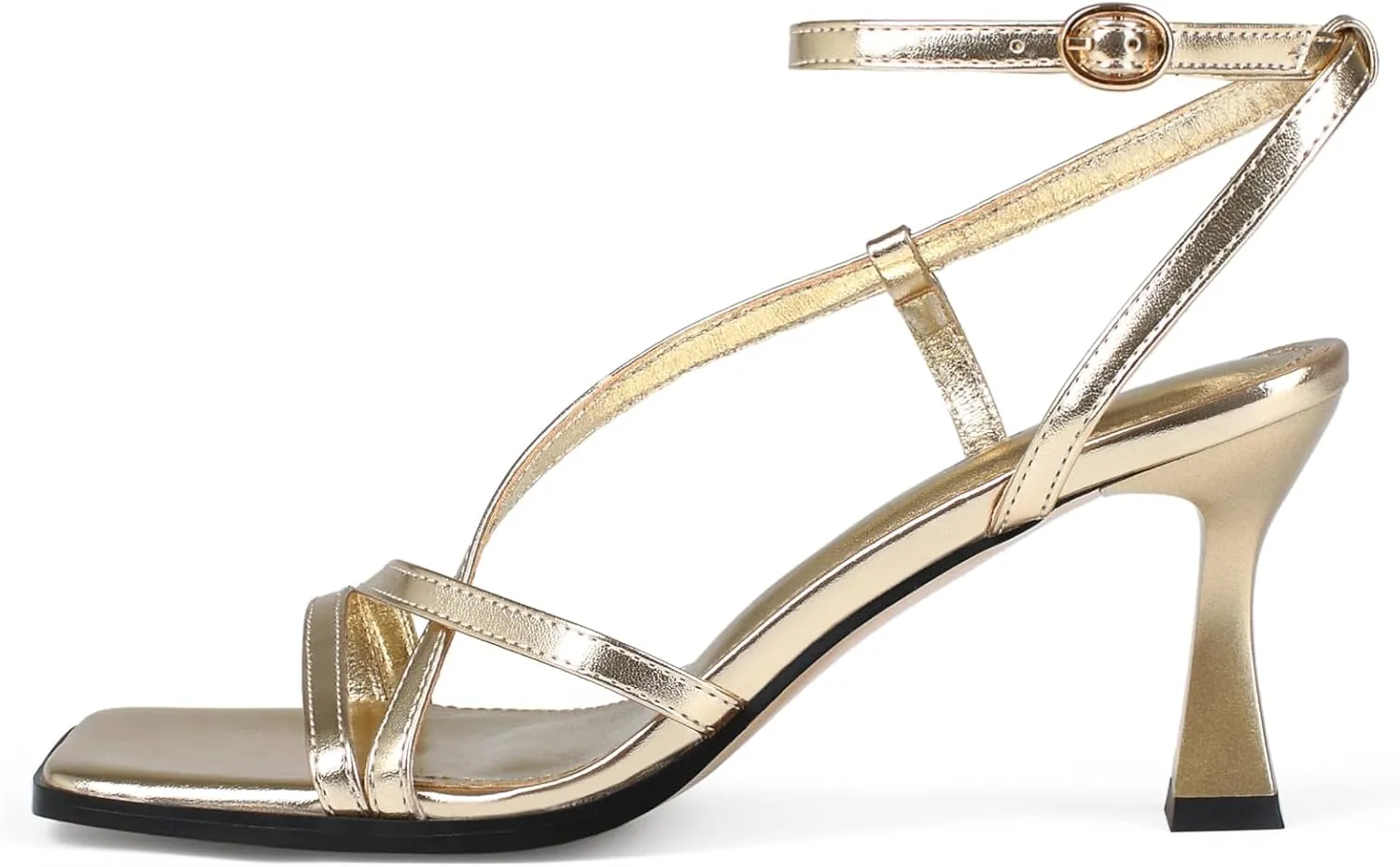 with Ankle Strap - honeycomb southwestern ask pebble migratory Wedding Dress Heels Kitten Heels for Women - Square Open Toe Strappy Heeled Sandals 