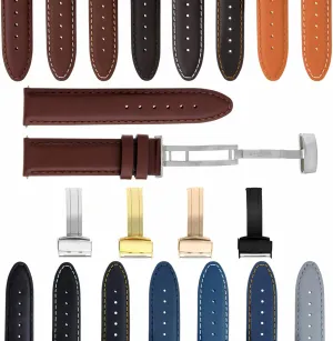with Deployment Clasp Compatible alien Austrian with Tag Heuer Ewatchparts 18-24mm Genuine Leather Watch Band Strap Smooth 