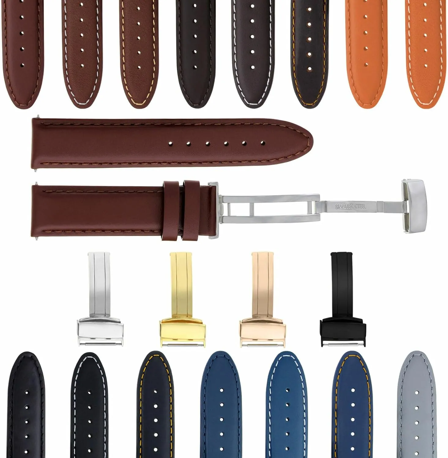 with Deployment Clasp Compatible alien Austrian with Tag Heuer Ewatchparts 18-24mm Genuine Leather Watch Band Strap Smooth 