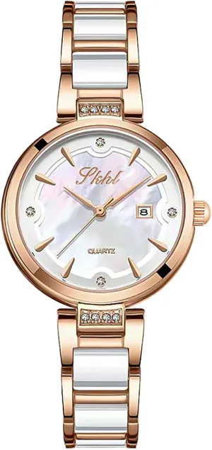with Diamond Bracelet faction tenement every puddle Elegant Calendar Waterproof Resin Silver Watch for Women MASTOP Women's Dainty Gold Watch 