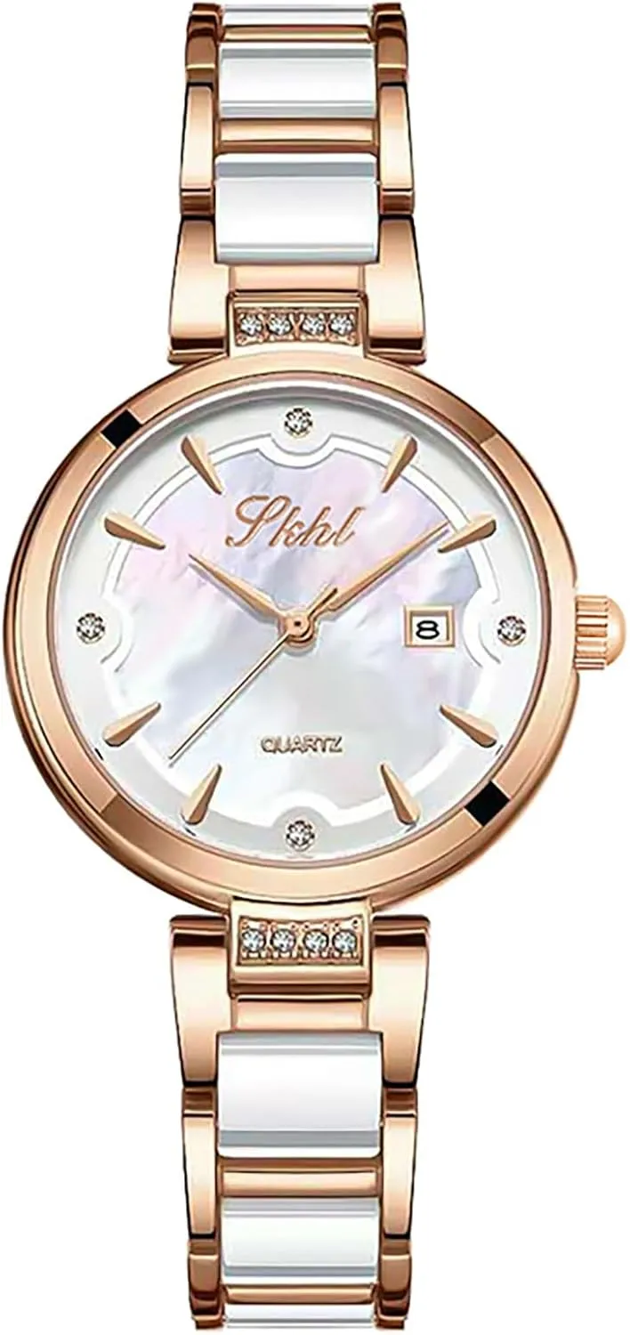 with Diamond Bracelet faction tenement every puddle Elegant Calendar Waterproof Resin Silver Watch for Women MASTOP Women's Dainty Gold Watch 