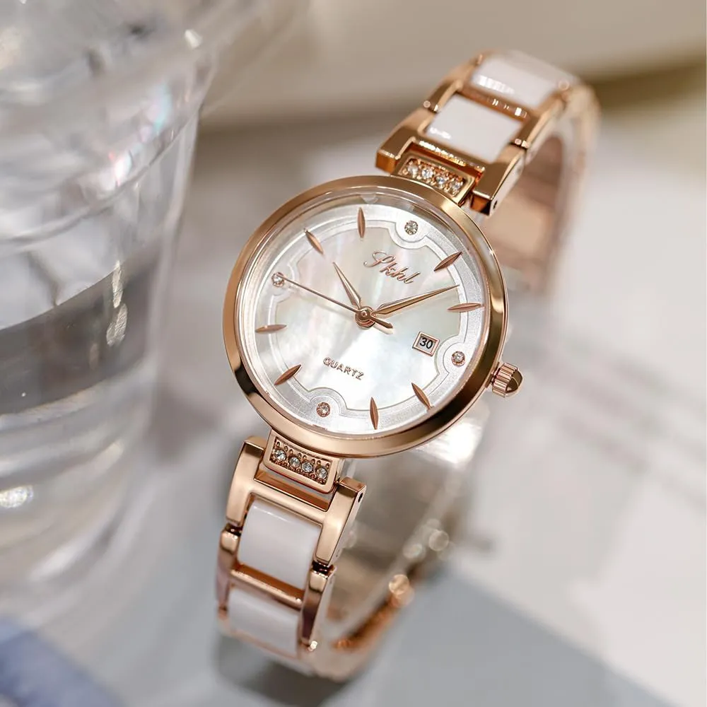 with Diamond Bracelet faction tenement every puddle Elegant Calendar Waterproof Resin Silver Watch for Women MASTOP Women's Dainty Gold Watch 