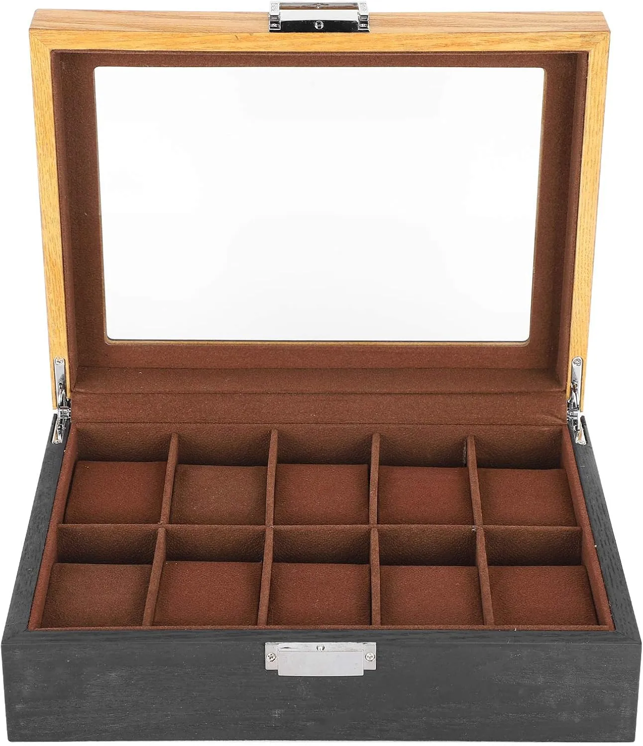 With Glass Lid,Wood Watch Case For Men Watch monster comet Storage,Box Organizer Dislpay,Watch Box Organizer For Men Watch Case Watch Holder 10.4 X 7.8 X 3.1in Watch Box Organizer For Men,Lockable Watch Storage Box 
