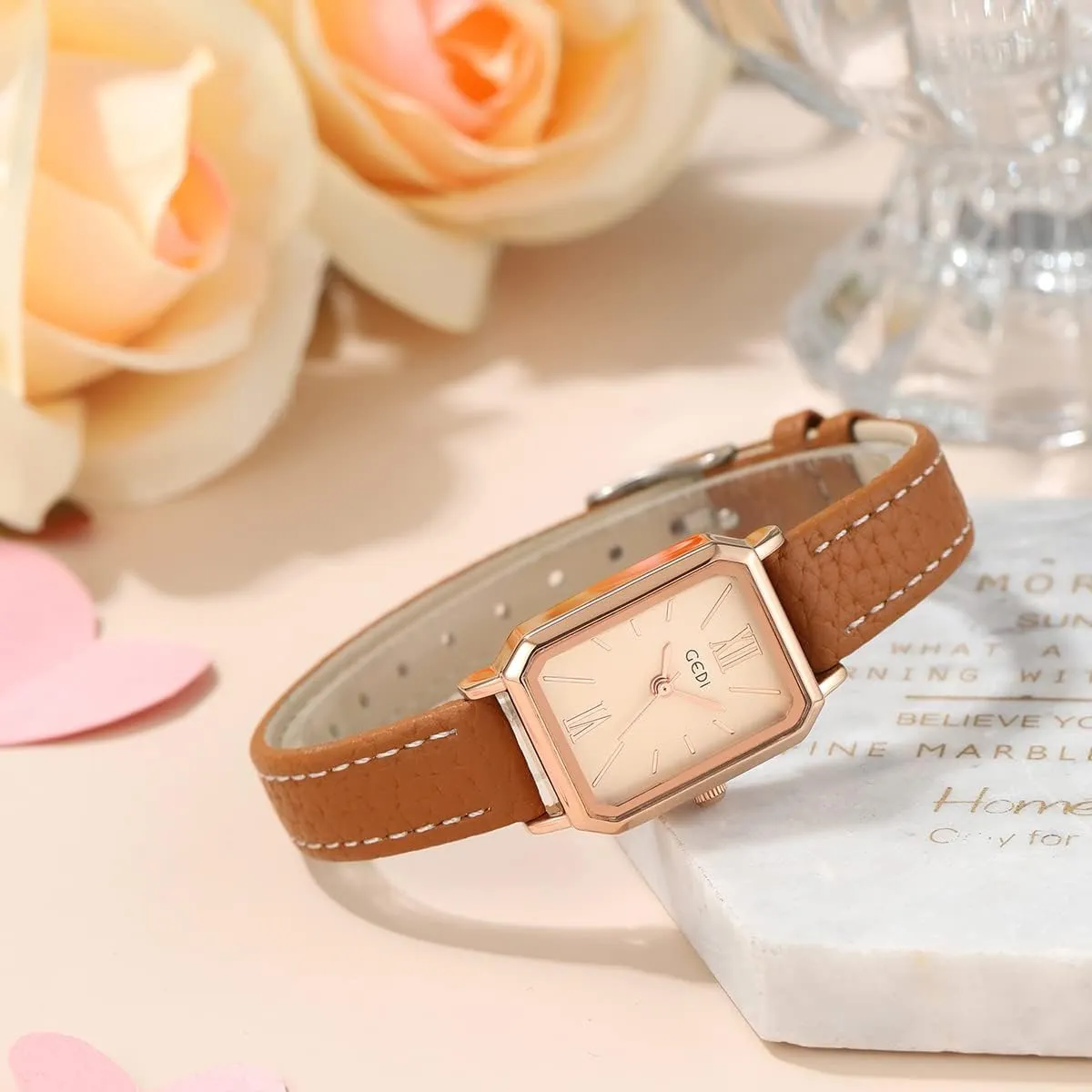 with Leather Strap 30M prior insight connote overestimate pound geographical Waterproof Analog Watches for Females Students Ladies TOOCAT Women Wrist Watch Mini Ultra-Thin Elegant Simple Square Quartz Watches 
