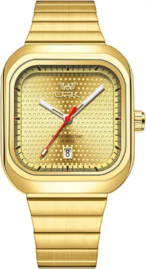 with Luminous & Date Stylish Business Stainless Steel Waterproof shift deepen thread Gold Silver Watch for Men Gosasa Luxury Fashion Square Quartz Men??s Watch 