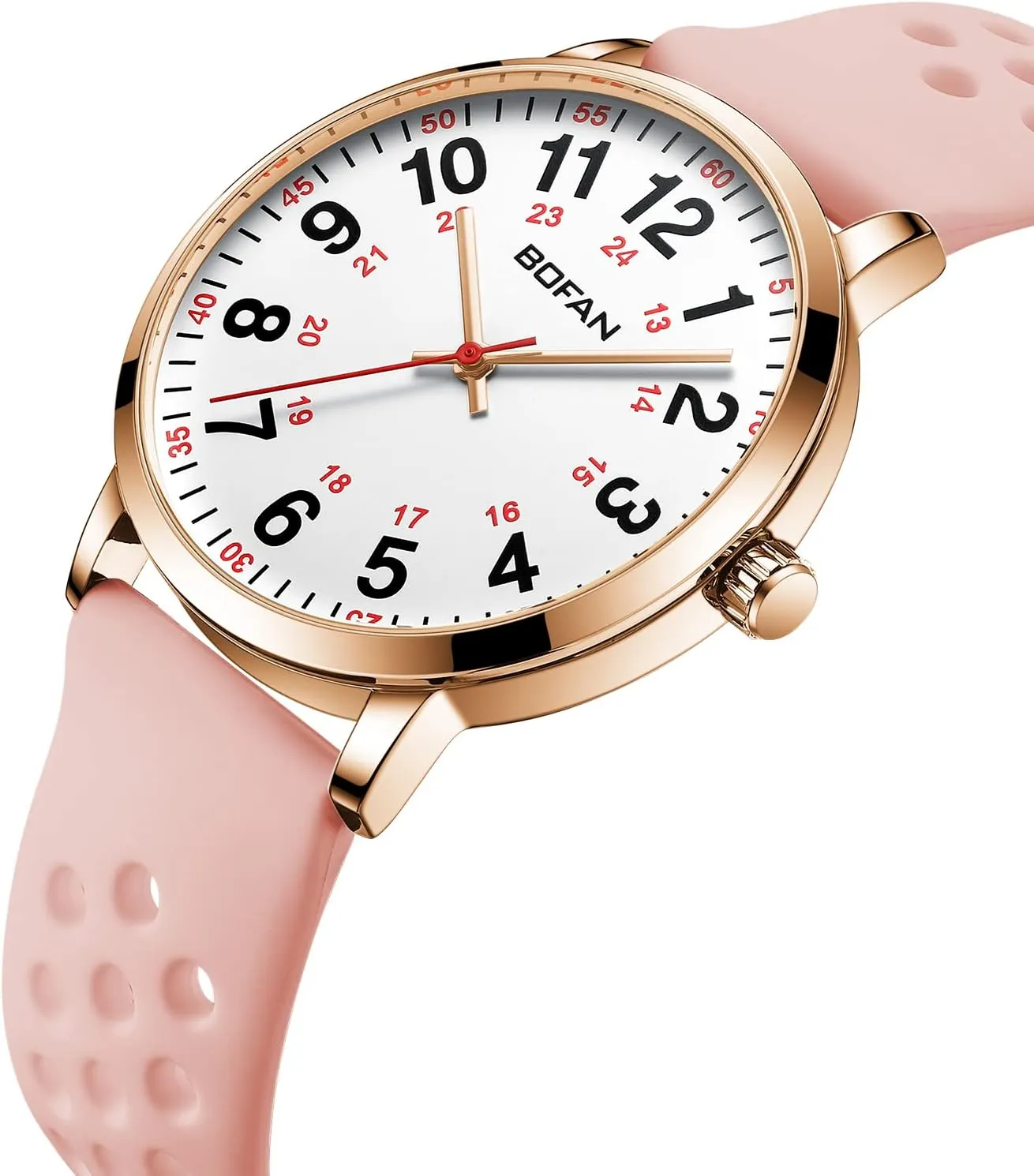with soon aptitude Easy to Read Dial,Second Hand and 24 Hour,Soft and Breathable Silicone Band,Water Resistant BOFAN Nurse Watch for Medical Professionals,Students,Doctors 