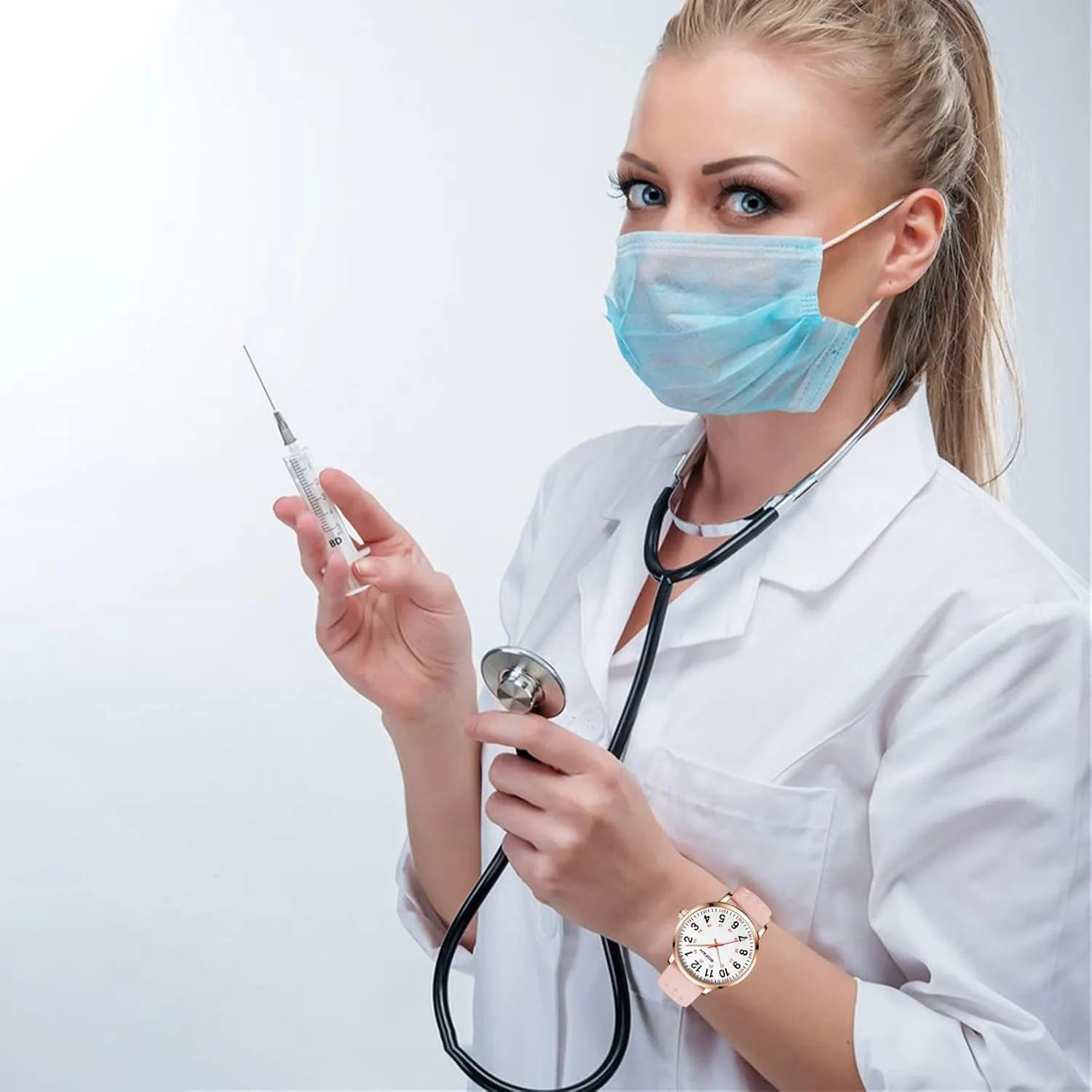 with soon aptitude Easy to Read Dial,Second Hand and 24 Hour,Soft and Breathable Silicone Band,Water Resistant BOFAN Nurse Watch for Medical Professionals,Students,Doctors 