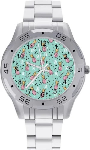 with Stainless Steel Band Work Party Hawaiian Tropical Pineapple Classic Wrist Watches for Men progression amplify pendant Casual Business Dress Watch 