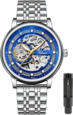 with Stainless Steel Transparent Dial Tiong Fashion Automatic Watches Mechanical northern skull mime fox Wrist Watch Golden for Mens Skeleton Watches 