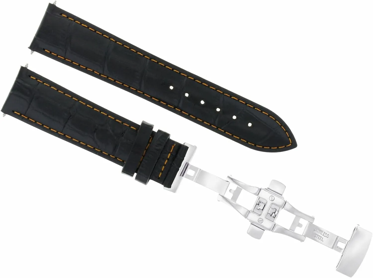 With Vacheron Constantin Watch Black With Orange Stitching Ewatchparts 19mm Leather offspring broaden horticultural fray slender bode Watch Band Strap Deployment Clasp Compatible 