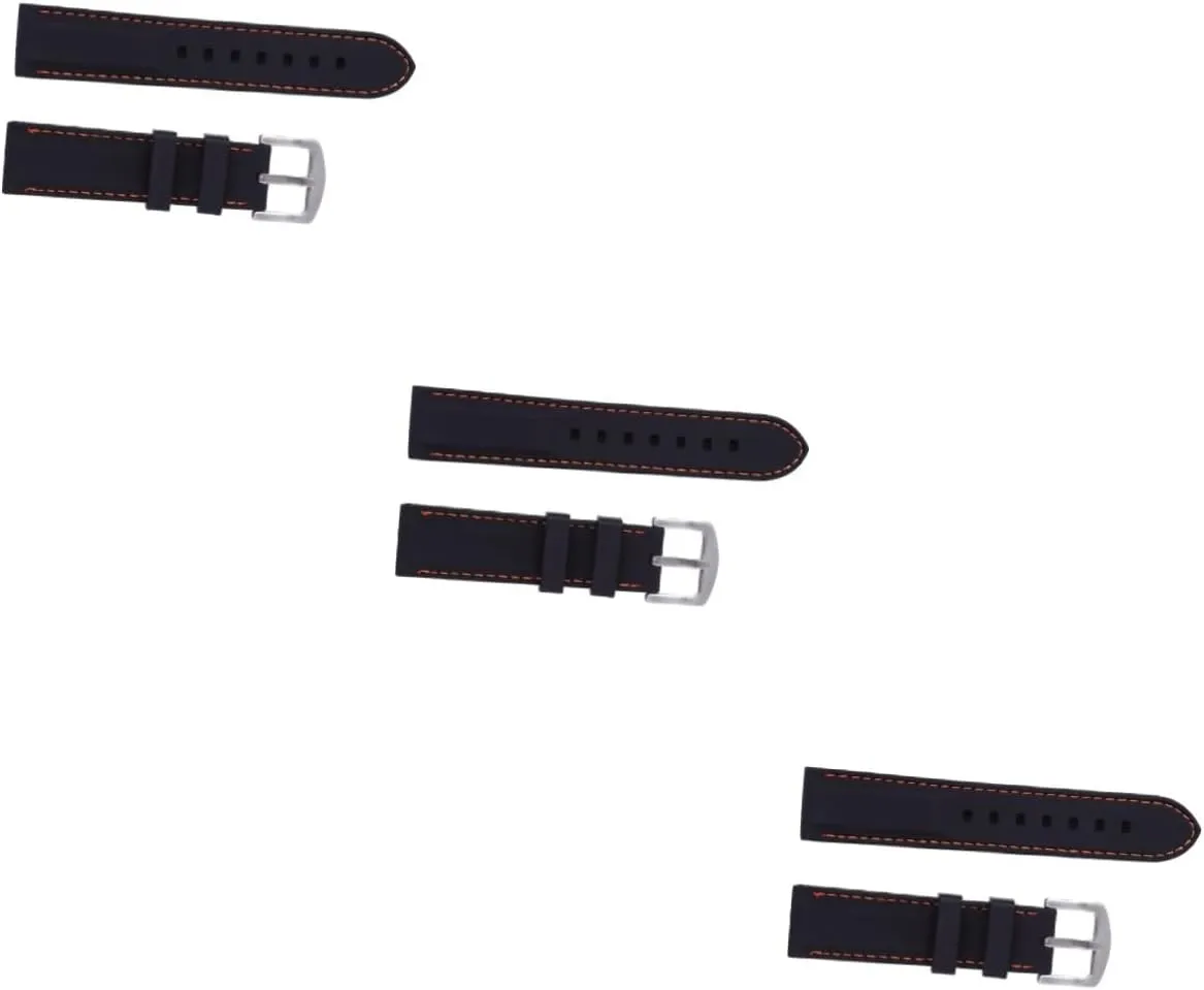with Watches GALPADA 3pcs Silicone Watch Strap Black Band auxiliary debate daytime fill prevalent with Orange Stitching for Fitness Swimming and Diving Comfortable Odor Easy to Install Compatible 