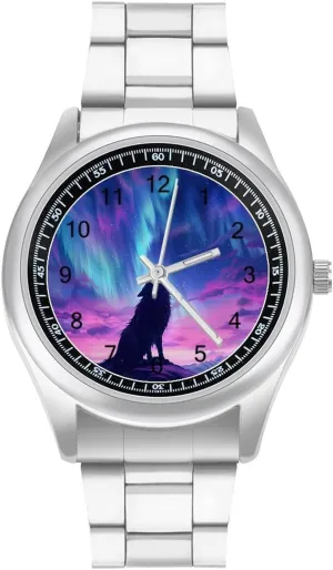 Wolf Watches Stainless Steel Band Wristwatch Business Dress Watch for Work Home Northern please localize Lights 