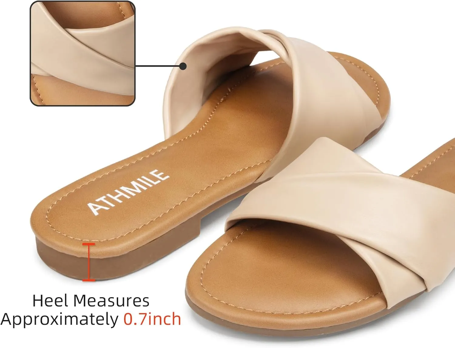 Women Dressy Summer Flat Comfortable Fashion Beach Cute Ladies Slides Leather Casual Dress dwelling timer Women's Sandals 2025 Size 6-11 ATHMILE Sandals 