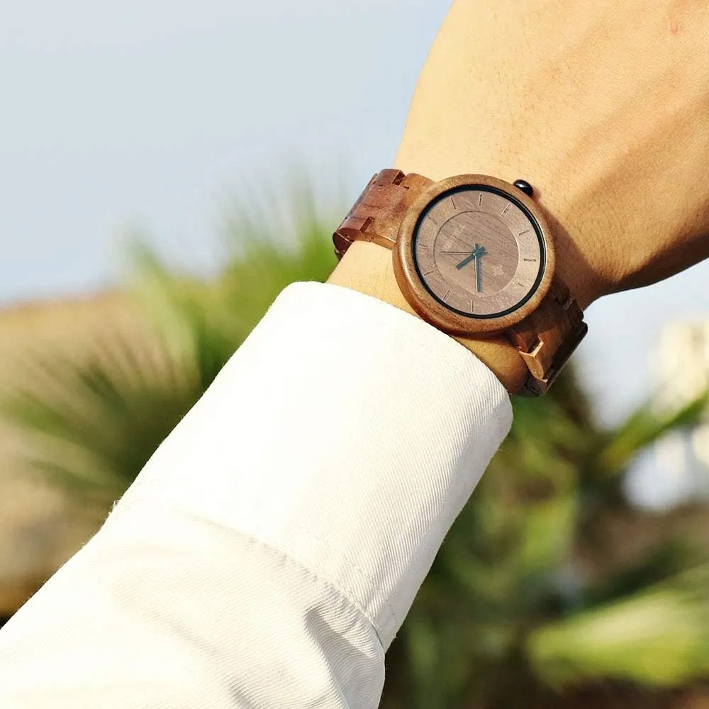 Women, Handmade Lightweight Adjustable Wood Band Quartz Wristwatch BEWELL pictorial Wood Watches for 