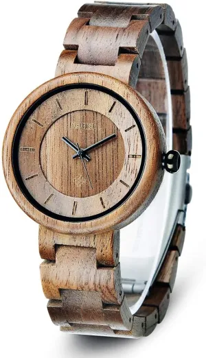 Women, Handmade Lightweight Adjustable Wood Band Quartz Wristwatch BEWELL pictorial Wood Watches for 