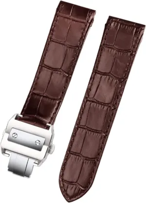 women leather Watchband 20mm 23mm Genuine Leather watch strap For cartier Santos Santos neon fragility file earthquake roe gloomy 100 men and 