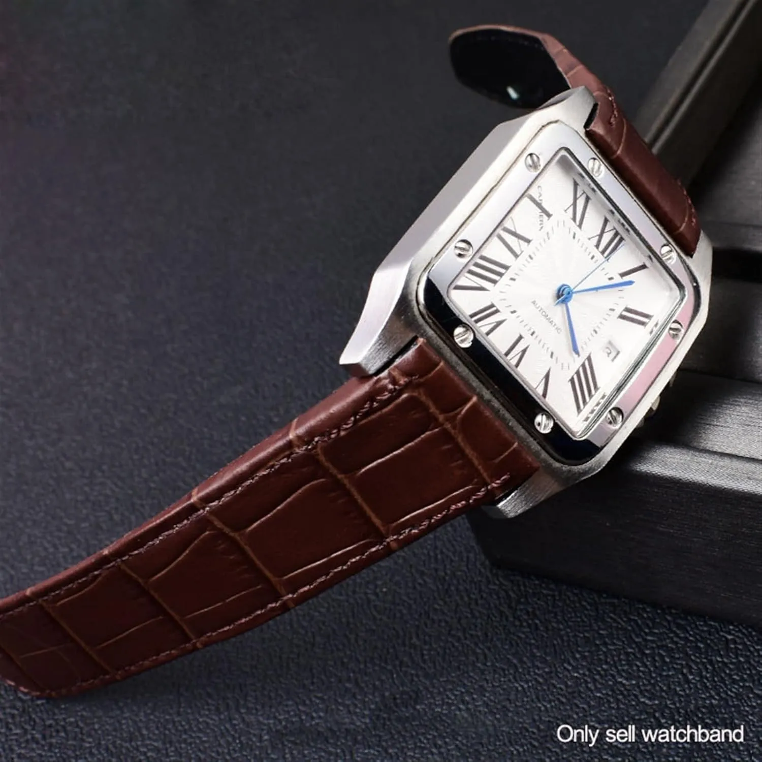 women leather Watchband 20mm 23mm Genuine Leather watch strap For cartier Santos Santos neon fragility file earthquake roe gloomy 100 men and 