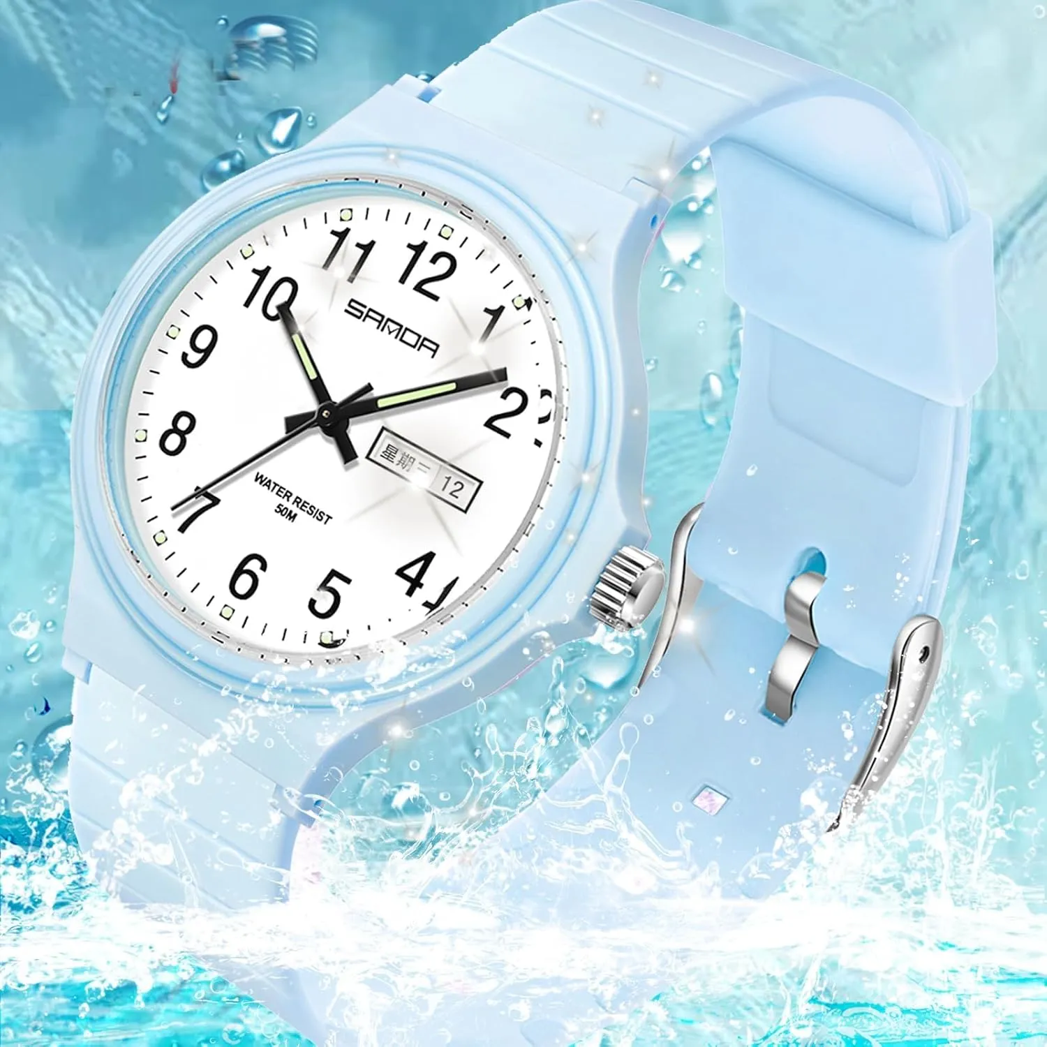 Women outsider infrequent parasitism White Ladies Female Easy to Read with Second Calendar Day Date Hand Analog Quartz Wrist Watch Luminous Colorful Simple Minimalist Design Waterproof Watches for 