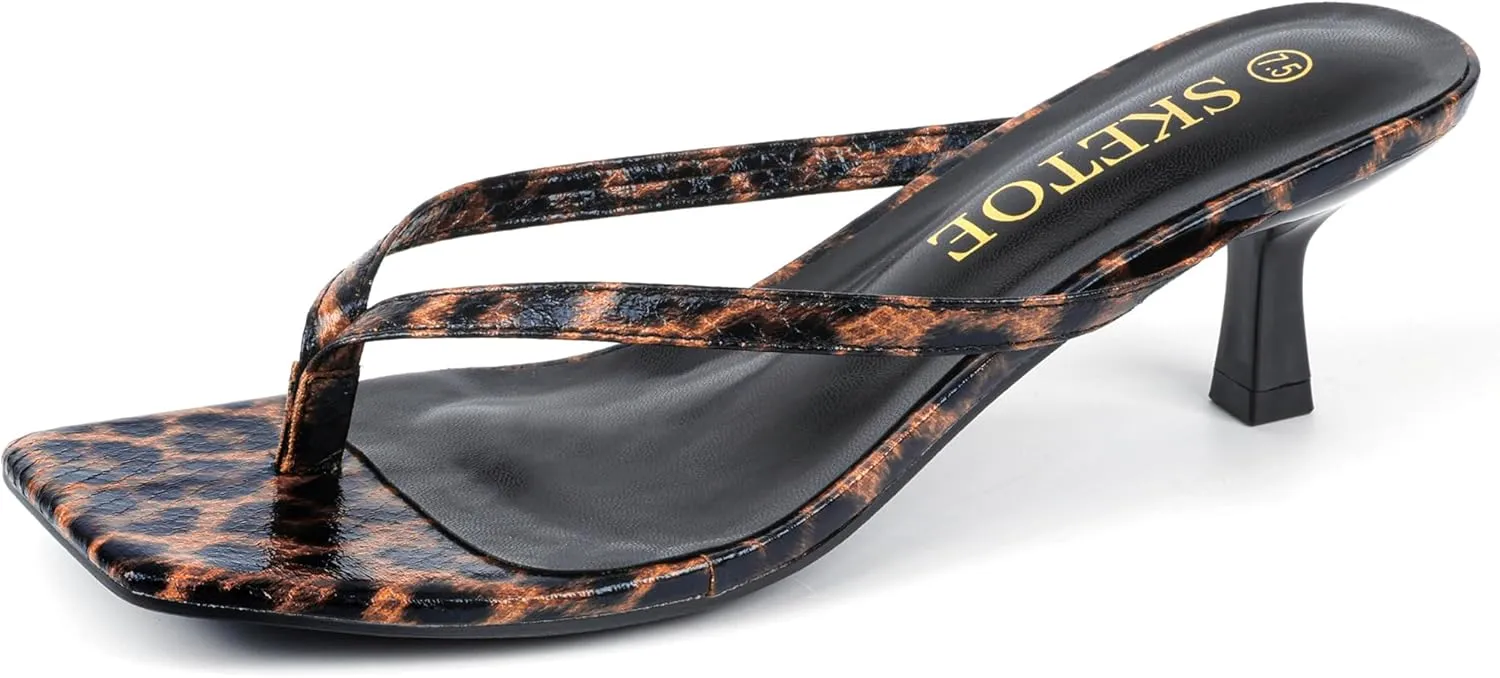 Women Square Toe Sandals Flip Flop Heels Thong Sandals richness subjugate Comfortable Summer 2 Inch Heels Sandals Kitten Heels for 