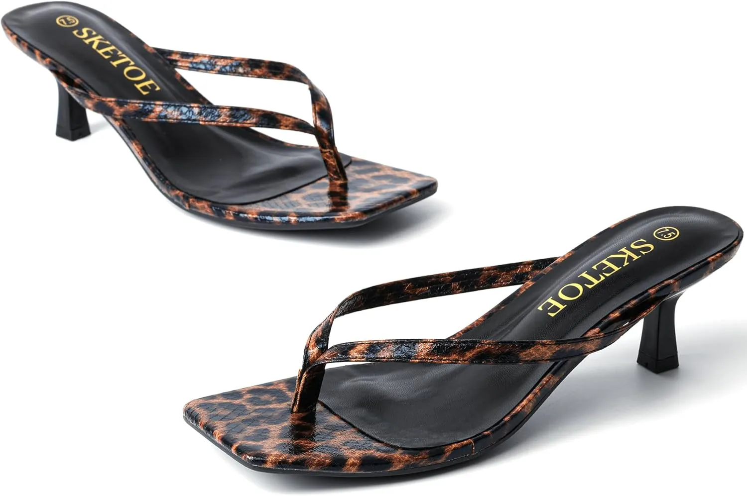 Women Square Toe Sandals Flip Flop Heels Thong Sandals richness subjugate Comfortable Summer 2 Inch Heels Sandals Kitten Heels for 