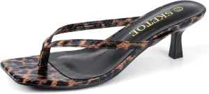 Women Square Toe Sandals Flip Flop Heels Thong Sandals richness subjugate Comfortable Summer 2 Inch Heels Sandals Kitten Heels for 